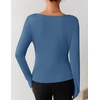 ZESICA Womens Cowl Neck Business Casual Long Sleeve Tops | Work Office Shirts, Tunic Tops Slim Fit Dressy, Cute Trendy Blouse, 2026 Fall Fashion Clothing, Knit Thermal Layering Outfit(Dustyblue)