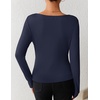 ZESICA Womens Cowl Neck Business Casual Long Sleeve Tops | Work Office Shirts, Tunic Tops Slim Fit Dressy, Cute Trendy Blouse, 2026 Fall Fashion Clothing, Knit Thermal Layering Outfit(Navy)