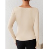 ZESICA Womens Cowl Neck Business Casual Long Sleeve Tops | Work Office Shirts, Tunic Tops Slim Fit Dressy, Cute Trendy Blouse, 2026 Fall Fashion Clothing, Knit Thermal Layering Outfit(Apricot)