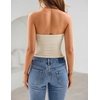 ZESICA Women’s Striped Strapless Crop Tube Tops 2026 Summer Backless Knit Bandeau Shirts Going Out Tank Top Fashion Outfits(Apricot)