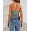 ZESICA Women’s Striped Strapless Crop Tube Tops 2026 Summer Backless Knit Bandeau Shirts Going Out Tank Top Fashion Outfits(Armygreen)
