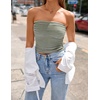 ZESICA Women’s Striped Strapless Crop Tube Tops 2026 Summer Backless Knit Bandeau Shirts Going Out Tank Top Fashion Outfits(Armygreen)