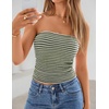 ZESICA Women’s Striped Strapless Crop Tube Tops 2026 Summer Backless Knit Bandeau Shirts Going Out Tank Top Fashion Outfits(Armygreen)