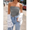 ZESICA Women’s Striped Strapless Crop Tube Tops 2026 Summer Backless Knit Bandeau Shirts Going Out Tank Top Fashion Outfits(Black)