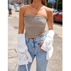 ZESICA Women’s Striped Strapless Crop Tube Tops 2026 Summer Backless Knit Bandeau Shirts Going Out Tank Top Fashion Outfits(Brown)