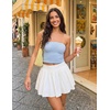 ZESICA Women’s Striped Strapless Crop Tube Tops 2026 Summer Backless Knit Bandeau Shirts Going Out Tank Top Fashion Outfits(Lightblue)