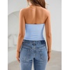 ZESICA Women’s Striped Strapless Crop Tube Tops 2026 Summer Backless Knit Bandeau Shirts Going Out Tank Top Fashion Outfits(Lightblue)
