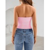 ZESICA Women’s Striped Strapless Crop Tube Tops 2026 Summer Backless Knit Bandeau Shirts Going Out Tank Top Fashion Outfits(Pink)