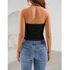ZESICA Women’s Striped Strapless Crop Tube Tops 2026 Summer Backless Knit Bandeau Shirts Going Out Tank Top Fashion Outfits(Solidblack)