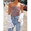 ZESICA Women’s Striped Strapless Crop Tube Tops 2026 Summer Backless Knit Bandeau Shirts Going Out Tank Top Fashion Outfits(Wine)