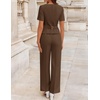 ZESICA Women’s Summer Two Pieces Suits Set 2026 Short Sleeve Blazer Wide Leg Pants Business Casual Outfits Sets(Brown)