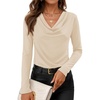ZESICA Womens Cowl Neck Business Casual Long Sleeve Tops | Work Office Shirts, Tunic Tops Slim Fit Dressy, Cute Trendy Blouse, 2026 Fall Fashion Clothing, Knit Thermal Layering Outfit(Apricot)