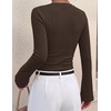 ZESICA Ribbed Bell Long Sleeve Business Casual Tops for Women 2026 | Ribbed Knit Shirts, Bell Sleeve T-Shirts, Slim Fit Ruched Waist Tshirts, Office Work Outfits, Autumn Winter Basics Clothes(Dark Brown)