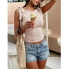 ZESICA Womens Cute Summer Going Out Tank Tops 2026 Y2K Trendy Tie Shoulder Boat Neck Ruch Fitted Shirts(Apricot)