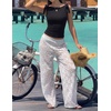ZESICA Womens Cute Summer Going Out Tank Tops 2026 Y2K Trendy Tie Shoulder Boat Neck Ruch Fitted Shirts(Black Dot)