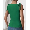 ZESICA Womens Cute Summer Going Out Tank Tops 2026 Y2K Trendy Tie Shoulder Boat Neck Ruch Fitted Shirts(Green)
