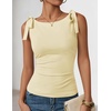 ZESICA Womens Cute Summer Going Out Tank Tops 2026 Y2K Trendy Tie Shoulder Boat Neck Ruch Fitted Shirts(Light Yellow)