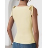 ZESICA Womens Cute Summer Going Out Tank Tops 2026 Y2K Trendy Tie Shoulder Boat Neck Ruch Fitted Shirts(Light Yellow)