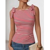 ZESICA Womens Cute Summer Going Out Tank Tops 2026 Y2K Trendy Tie Shoulder Boat Neck Ruch Fitted Shirts(Red)