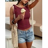 ZESICA Womens Cute Summer Going Out Tank Tops 2026 Y2K Trendy Tie Shoulder Boat Neck Ruch Fitted Shirts(Wine Red)