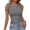 ZESICA Womens Cute Summer Going Out Tank Tops 2026 Y2K Trendy Tie Shoulder Boat Neck Ruch Fitted Shirts(Dim)