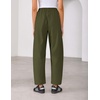 ZESICA Women’s Barrel Travel Pants with Pockets | 2026 Trendy Baggy Hiking Golf Pant, Tapered Leg Cropped Ankle Trousers, Mid Rise Elastic Waist Outfits(Armygreen)