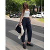ZESICA Women’s Barrel Travel Pants with Pockets | 2026 Trendy Baggy Hiking Golf Pant, Tapered Leg Cropped Ankle Trousers, Mid Rise Elastic Waist Outfits(Navy)