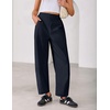 ZESICA Women’s Barrel Travel Pants with Pockets | 2026 Trendy Baggy Hiking Golf Pant, Tapered Leg Cropped Ankle Trousers, Mid Rise Elastic Waist Outfits(Navy)