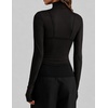 ZESICA Women’s Mesh Sheer Turtleneck Long Sleeve Shirts | See Through Fitted Blouses, Sexy Cute T-Shirts, Going Out Tops, Date Night Party Clubwear Shirts, 2026 Fall Layering Outfits(Black)