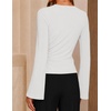 ZESICA Women’s Bell Long Sleeve Wrap Top Elegant Business Casual Outfits | 2026 Trendy Fall Fashion Clothes, Asymmetrical V Neck Shirts, Slim Fit Ruched Top, Metal Buckle, Work Office Dressy Blouse(White)