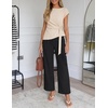 ZESICA Women’s Summer 2 Piece Sets Casual Work Office Pant Outfits | Short Sleeve Knit Belted Tops and Wide Leg Pants, Daily Vacation Matching Set, Business Pantsuits, Fashion Clothes(Apricot)