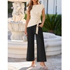 ZESICA Women’s Summer 2 Piece Sets Casual Work Office Pant Outfits | Short Sleeve Knit Belted Tops and Wide Leg Pants, Daily Vacation Matching Set, Business Pantsuits, Fashion Clothes(Apricot)