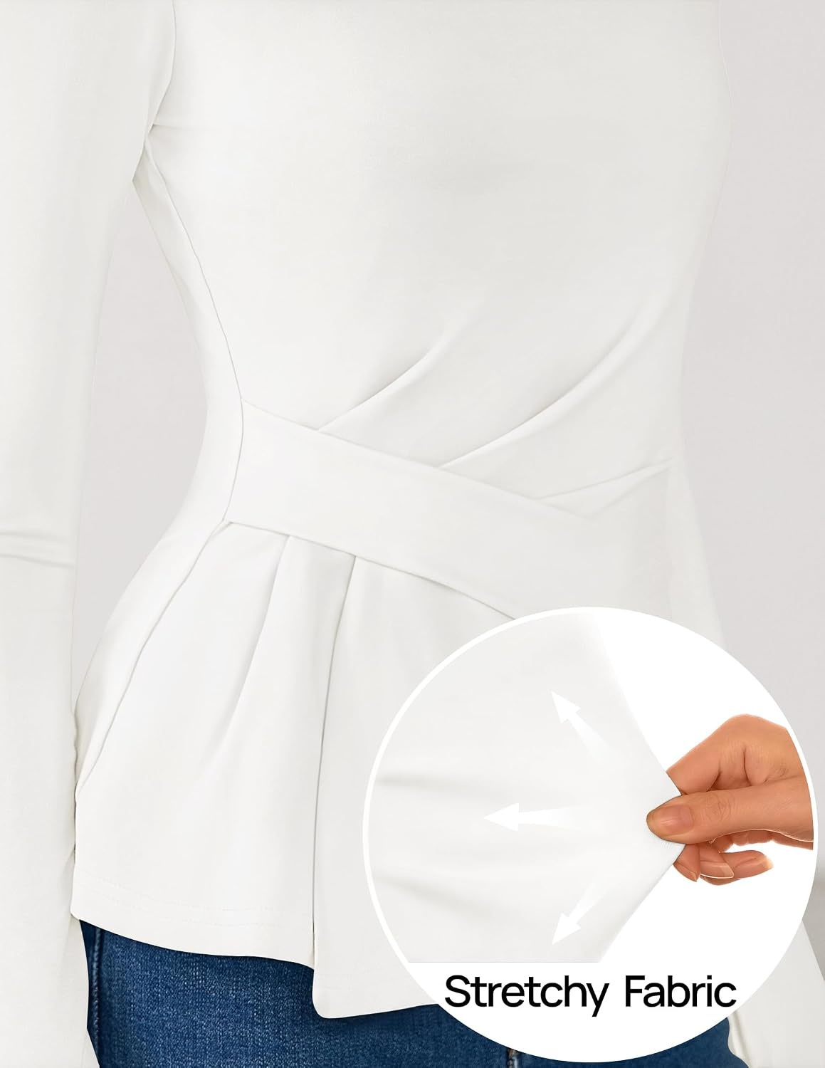 image:imageZESICA Womens Fall Long Sleeve Peplum Business Casual Tops Boat Neck Asymmetrical Tunic Blouse Comfy Soft Fabric Work Ofiice Outfits Fashion Trendy ClothesWhite