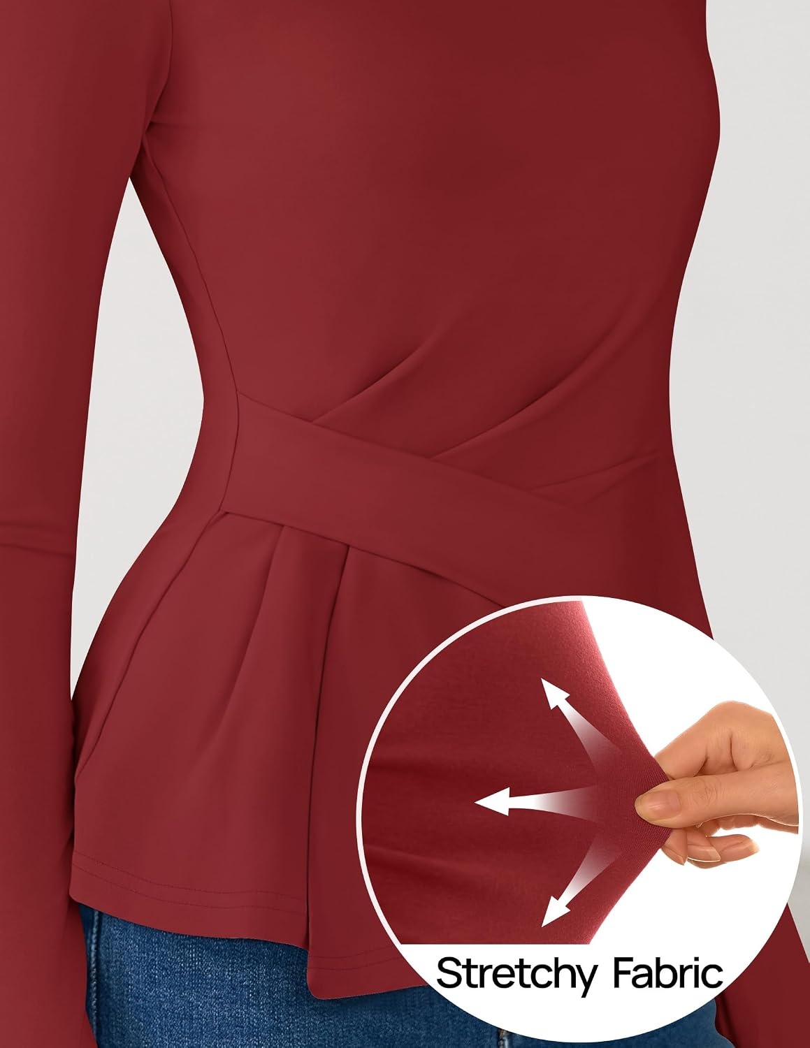 image:imageZESICA Womens Fall Long Sleeve Peplum Business Casual Tops Boat Neck Asymmetrical Tunic Blouse Comfy Soft Fabric Work Ofiice Outfits Fashion Trendy ClothesDarkred