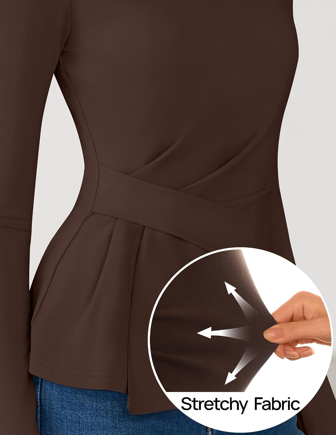 image:imageZESICA Womens Fall Long Sleeve Peplum Business Casual Tops Boat Neck Asymmetrical Tunic Blouse Comfy Soft Fabric Work Ofiice Outfits Fashion Trendy ClothesBrown