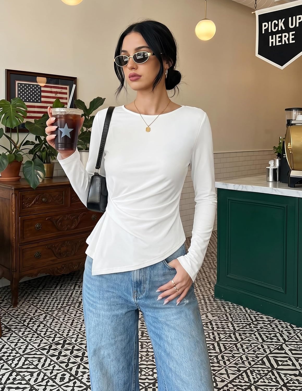 image:imageZESICA Womens Fall Long Sleeve Peplum Business Casual Tops Boat Neck Asymmetrical Tunic Blouse Comfy Soft Fabric Work Ofiice Outfits Fashion Trendy ClothesWhite