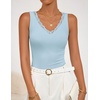 ZESICA Tank Tops for Women Summer Ribbed Knit V Neck Lace Trim Tanks Sleeveless Casual Going Out Cami Shirts 2026(Lightblue)