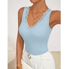 ZESICA Tank Tops for Women Summer Ribbed Knit V Neck Lace Trim Tanks Sleeveless Casual Going Out Cami Shirts 2026(Lightblue)