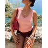 ZESICA Tank Tops for Women Summer Ribbed Knit V Neck Lace Trim Tanks Sleeveless Casual Going Out Cami Shirts 2026(Shrimppink)