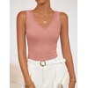 ZESICA Tank Tops for Women Summer Ribbed Knit V Neck Lace Trim Tanks Sleeveless Casual Going Out Cami Shirts 2026(Shrimppink)