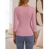 ZESICA Womens 3/4 Sleeve Asymmetrical Fall Shirts Ruched Going Out Tops | Slim Fit Tee Shirts, Dressy Casual Work Blouse, Cute Trendy Soft Undershirts, Spring Summer Fall Outfits(Pink)