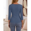ZESICA Womens 3/4 Sleeve Asymmetrical Fall Shirts Ruched Going Out Tops | Slim Fit Tee Shirts, Dressy Casual Work Blouse, Cute Trendy Soft Undershirts, Spring Summer Fall Outfits(Dusty Blue)
