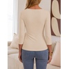 ZESICA Womens 3/4 Sleeve Asymmetrical Fall Shirts Ruched Going Out Tops | Slim Fit Tee Shirts, Dressy Casual Work Blouse, Cute Trendy Soft Undershirts, Spring Summer Fall Outfits(Apricot)
