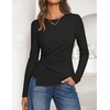 ZESICA Womens Fall Long Sleeve Peplum Business Casual Tops | Boat Neck, Asymmetrical Tunic Blouse, Comfy Soft Fabric, Work Ofiice Outfits, Fashion Trendy Clothes(Black)