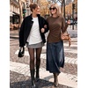 ZESICA Womens Fall Long Sleeve Peplum Business Casual Tops | Boat Neck, Asymmetrical Tunic Blouse, Comfy Soft Fabric, Work Ofiice Outfits, Fashion Trendy Clothes(Brown)