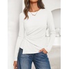 ZESICA Womens Fall Long Sleeve Peplum Business Casual Tops | Boat Neck, Asymmetrical Tunic Blouse, Comfy Soft Fabric, Work Ofiice Outfits, Fashion Trendy Clothes(White)