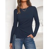 ZESICA Womens Fall Long Sleeve Peplum Business Casual Tops | Boat Neck, Asymmetrical Tunic Blouse, Comfy Soft Fabric, Work Ofiice Outfits, Fashion Trendy Clothes(Navy)