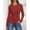 ZESICA Womens Fall Long Sleeve Peplum Business Casual Tops | Boat Neck, Asymmetrical Tunic Blouse, Comfy Soft Fabric, Work Ofiice Outfits, Fashion Trendy Clothes(Darkred)