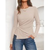 ZESICA Womens Fall Long Sleeve Peplum Business Casual Tops | Boat Neck, Asymmetrical Tunic Blouse, Comfy Soft Fabric, Work Ofiice Outfits, Fashion Trendy Clothes(Apricot)