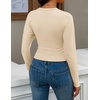 ZESICA Women’s Long Sleeve Cinched Waist Going Out Tops | Ruched Waist, Crewneck, Batwing, Stretchy, Chic Crop Top, 2026 Fall Fashion, Trendy Blouse, Y2K, Date Night, Business Casual(Apricot)